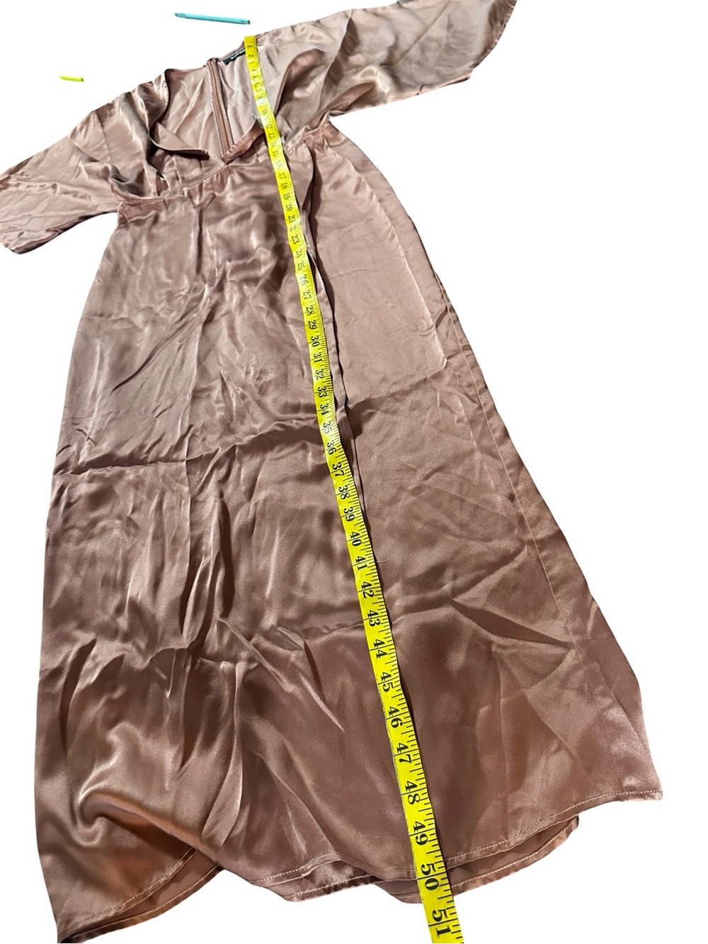 Reformation Silk Deep V Maxi Dress SZ 4 Rust Brown Satin Flutter Sleeve Slip - Picture 15 of 15